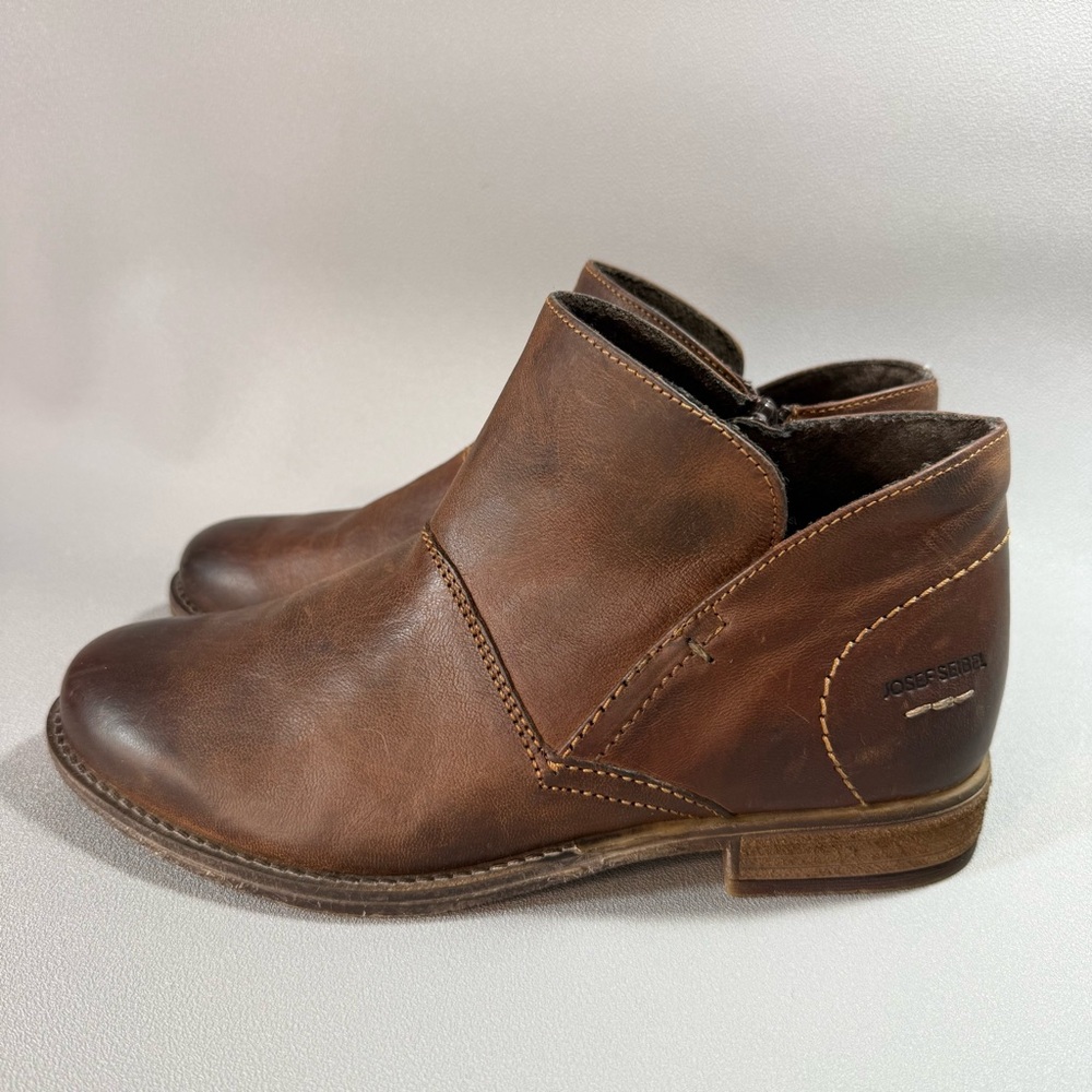 Josef Seibel Sienna 81 Distressed Brown Leather Zip Up Ankle Boots EU39 - Picture 4 of 15